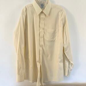 Brooks Brothers Mens 17 35 Slim Fit Non Iron 100% Cotton Shirt Cream Butter